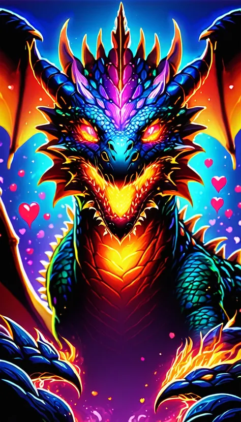 Dragon Hearts, bright vivid colors