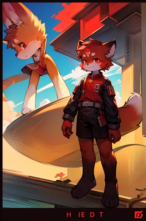 Red Panda Boy,8k resolution,Furry,          Uniform attire,Red collar,Two legs,Stand on your feet！                   towering,lanky,lanky,：slim body,：tall