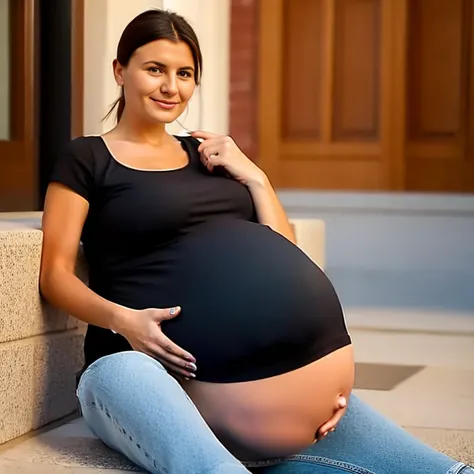 Extremely pregnant Hungarian girl