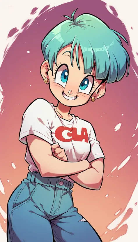 Imagine Bulma as a young girl from the Dragon Ball anime