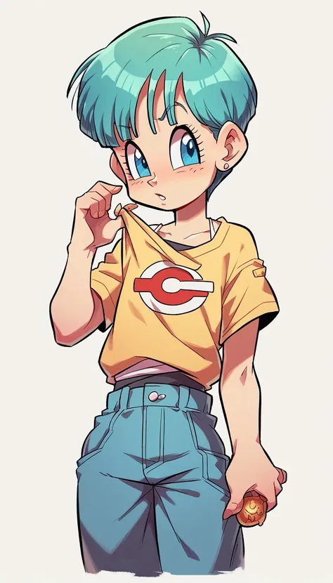 Imagine Bulma as a young girl from the Dragon Ball anime