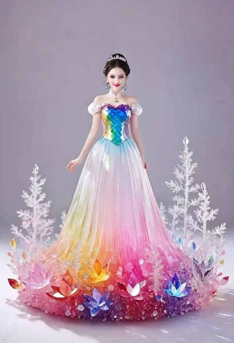 made of crystal，pink，Rainbow Colors，Snow White