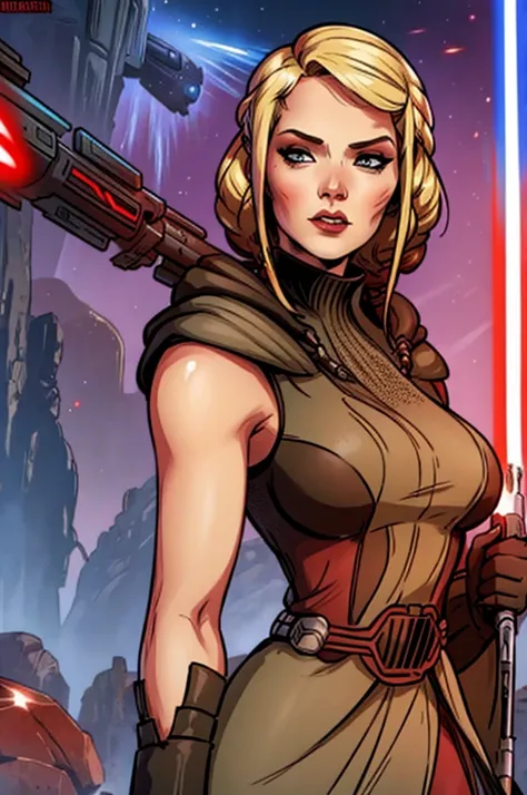 lana beniko (star wars : the old republic) - hot sith sexy girl with short blonde hair, red lightsaber