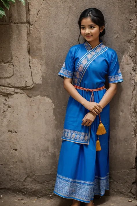 Girl wearing blue Thai Chitlada dress