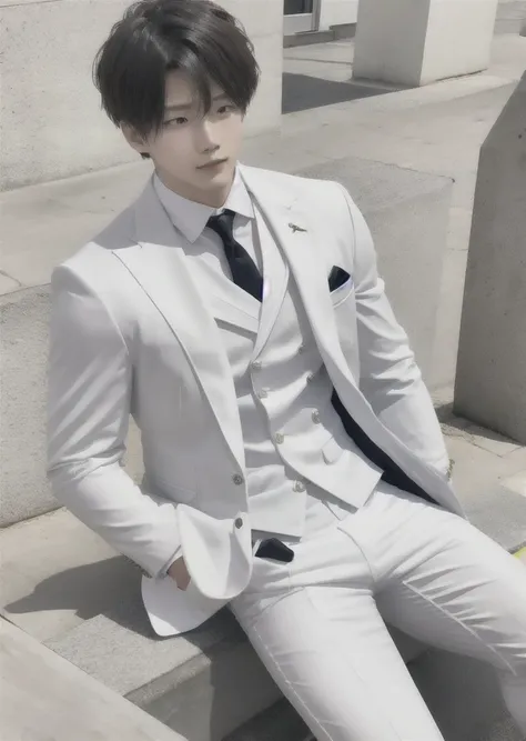 1boy,head, white suit,