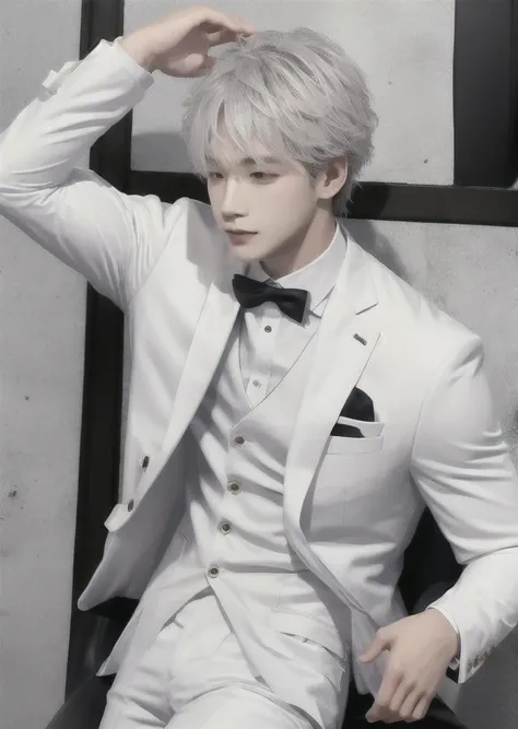 1boy,head, white suit,