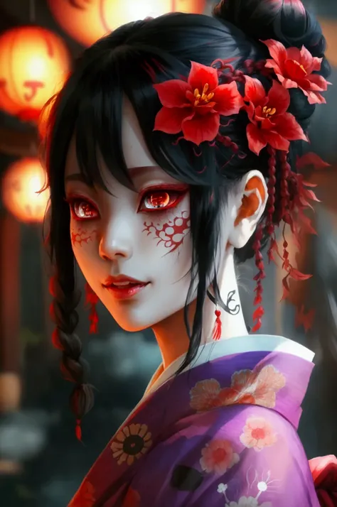 ubume is a woman of great beauty of medium size, she had long black hair always tied in braided bun. in her hair, she always had...