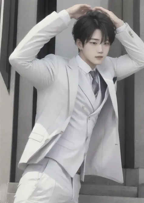 1boy,head, white suit,