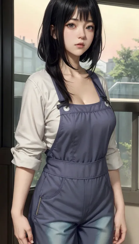 anime girl with black hair standing in front of a window, marin kitagawa fanart, makoto shinkai style, naked girl, makoto shinkai ( apex legends ), hinata hyuga, 🤤 girl portrait, makoto shinkai art style, female protagonist 👀 :8, artist, as an anime charac...