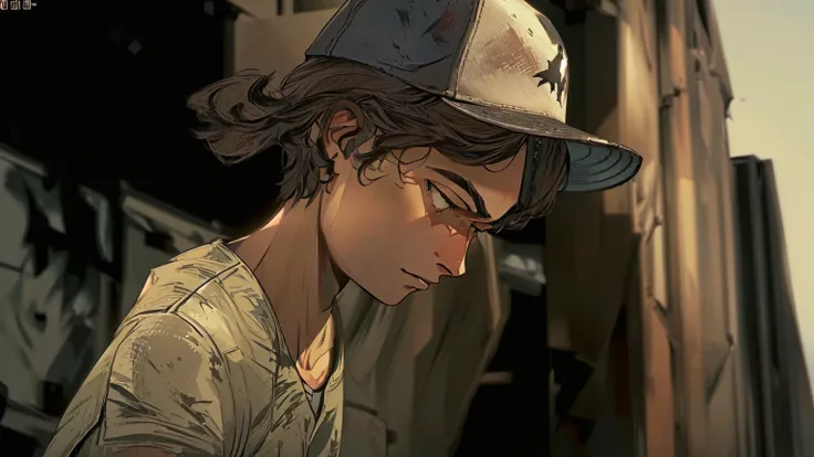 arafed young man in a baseball cap looking down at his cell phone, telltale games style, video game cutscene, telltale style, hd...