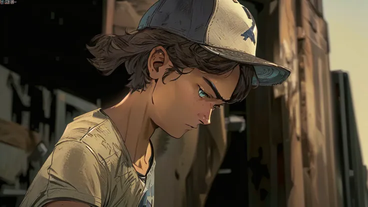 arafed young man in a baseball cap looking down at his cell phone, telltale games style, video game cutscene, telltale style, hd...