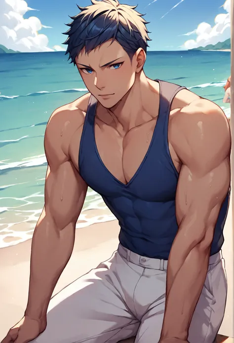 score_9, score_8_up, score_7_up, score_6_up, score_5_up, score_4_up, BREAK source_anime,  Handsome Aomine Daiki ,beach
