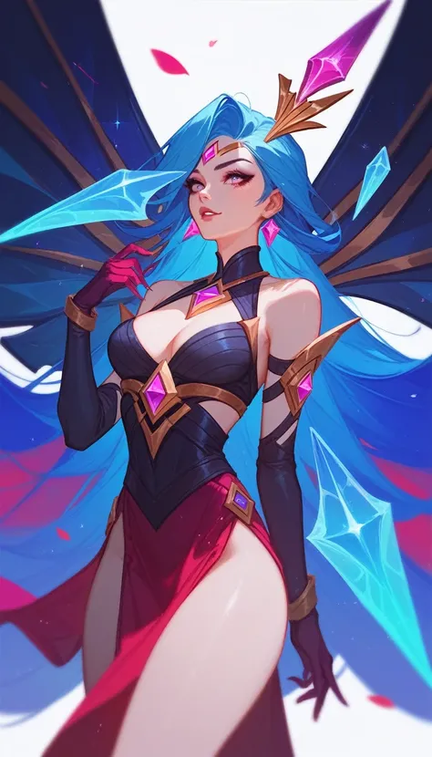 (Fraction_9,Fraction_8_Direction_7_up), （（1个female人））（1个female人），female，League of Legends，Sexy clothes，