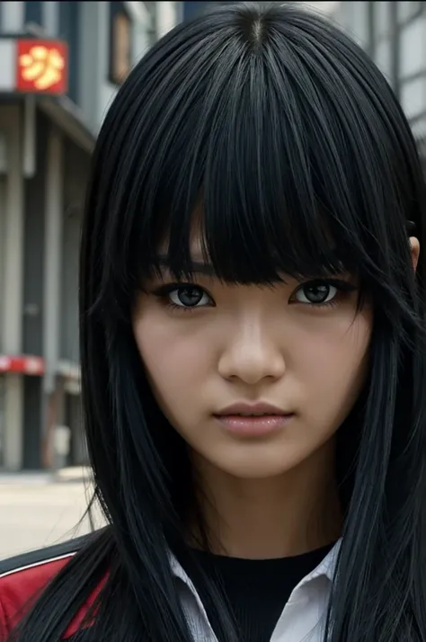 Screenshot Tokyo revengers girl with long black hair and bangs and black eyes