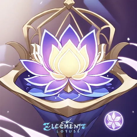 Magic lotus (Enchanted Lotus), element logo, element logo Enchanted Lotus, item, white color, purple color, gold color, blue color 