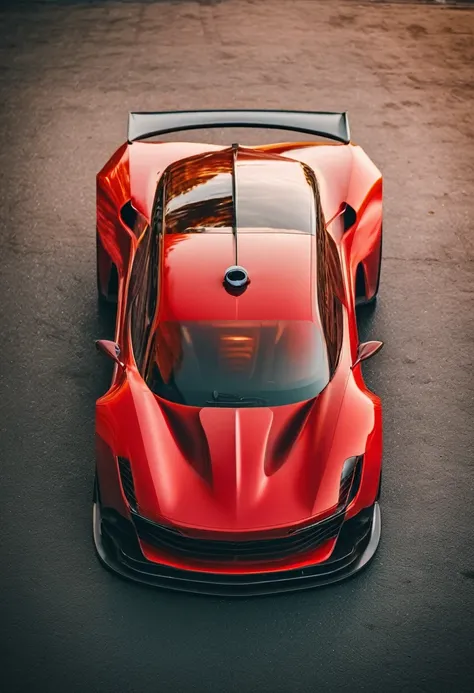 Red sports car, photo taken directly from the front of car, phone wallpaper, masterpiece quality, cinematic photography