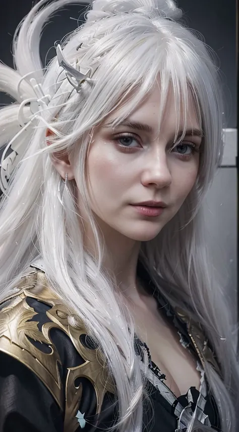 a close up of a person with white hair and a sword, white haired deity, with white long hair, with long white hair, artwork in the style of guweiz, white haired, guweiz, handsome guy in demon slayer art, beautiful character painting, by Yang J, white-haire...