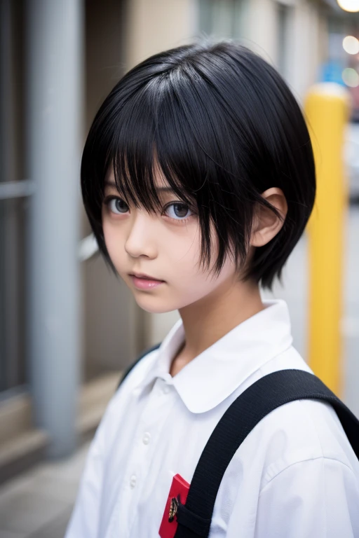 Elementary school boy　Ayanami Cut　Black Hair