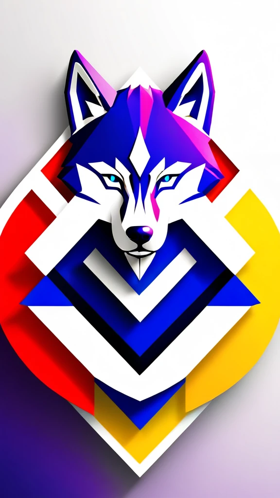 Design a minimalist but modern logo for my marketing named WargoGamer, featuring a symbol and the name in different fonts. The logo should emit an aggressive aura, with the symbol being a Husky in profile, abstract geometric shapes, intense and dynamic fee...