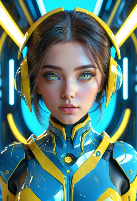 beautiful neofuturistic woman, same ol’ mistakes, symmetrical portrait, cute eyes, full-body symmetrical portrait, artstation, c...