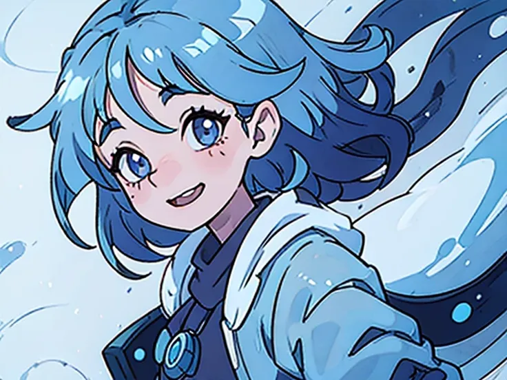 Kizi (child) blue haired woman with a happy expression!!