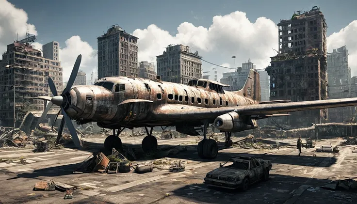 post apocalyptic city plane