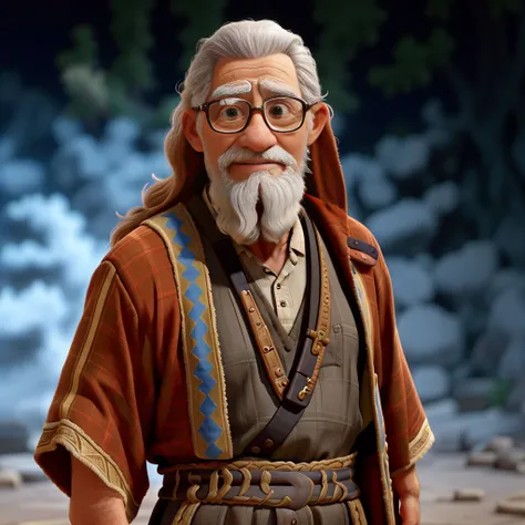 an old man, Prophet of the Bible, moisés, ancient old testament, biblical style, disney pixar