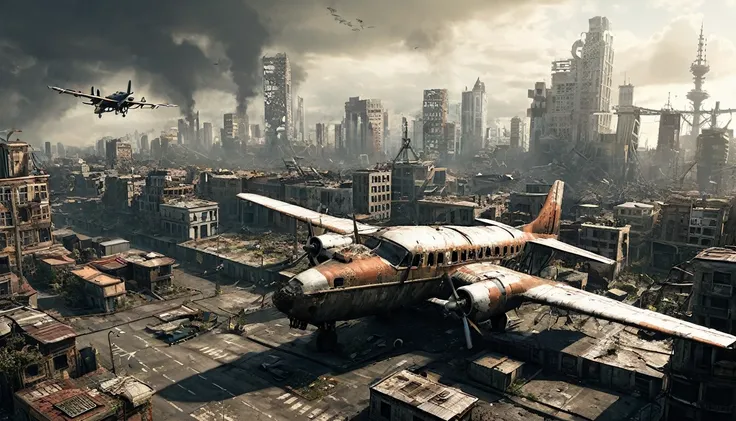 post apocalyptic city plane