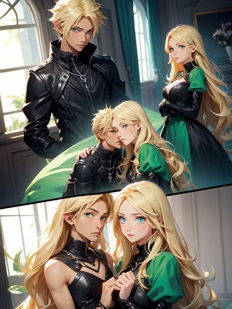 Homme noir metisse avec femme blonde aux yeux vert, romance , couple, univers Kingdom Hearts, dessin manga anime realiste