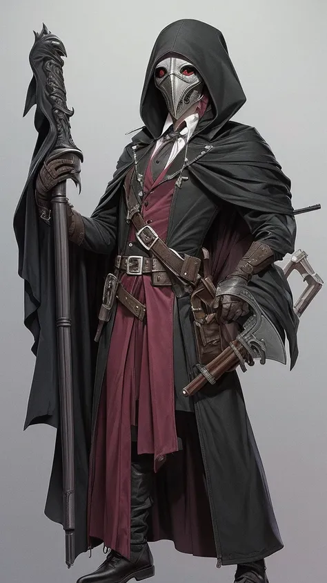 elf, dressed as a plague doctor aiming his rifle