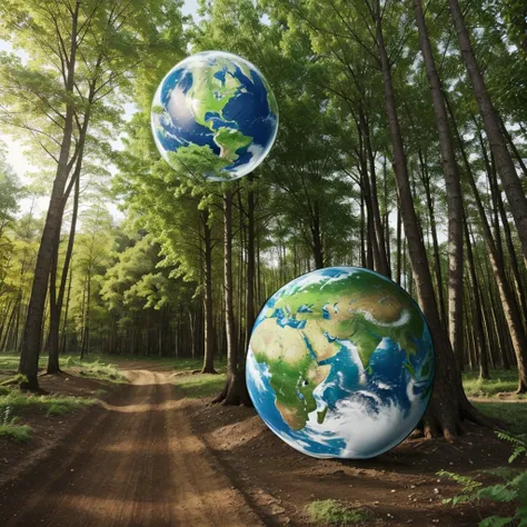 Create a company logo: "EcoSolutions" Theme: Eco-Friendly Solutions & Products. Logo Idea: A green world with a picture of the globe, growing trees with roots, symbolizing care for nature and ecology.