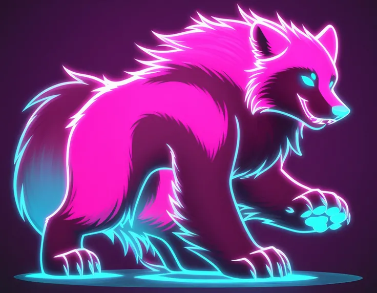 Liquid glowing Pink Wolverine in phantom art style
