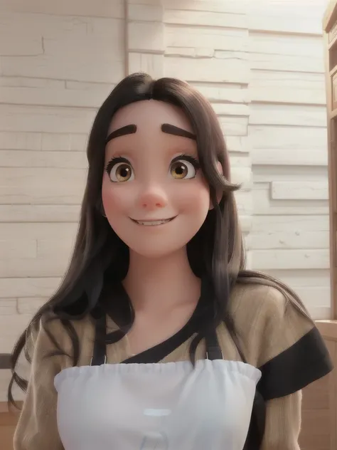 a disney pixar style woman, high qualiy, best quality black hair brown eye 