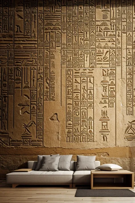 Wallpaper that is a wall with hieroglyphs 