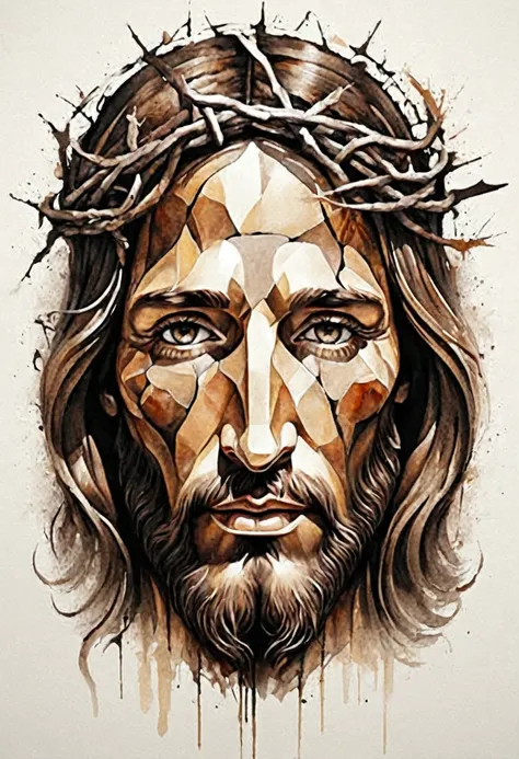 drawing of a tattoo of the abstract face of jesus christ