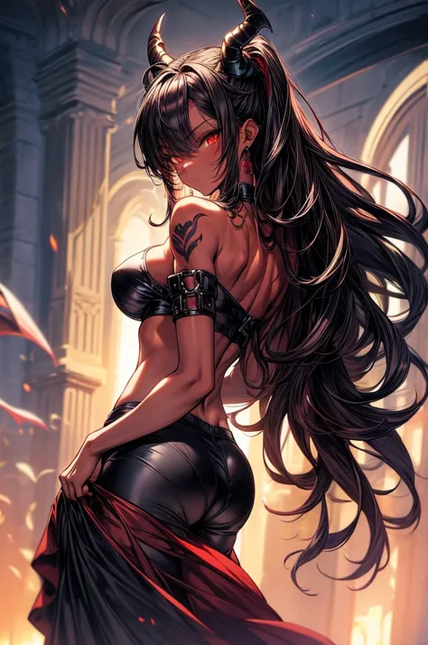 masterpiece, super detailed, high resolution, precision art, highly seductive anime girl. sexy and alluring, flawless dark red d...