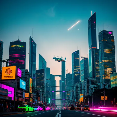 In a nocturnal cyberpunk future, Rio de Janeiro transforms into an electrifying and futuristic setting, bathed in vibrant neon lights. The iconic cityscape is filled with glass and metal skyscrapers, its facades adorned with animated holograms and neon adv...