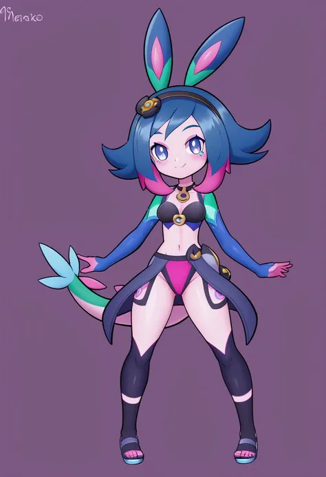 anime character design de una neeko con una mochila y una pelota, Pokémon Trainer outfit, Pokémon Trainer, pokemon anime style, Official character art, pokemon art style, ( ( character concept art ) ), anime character design, anime character art, mejor ani...