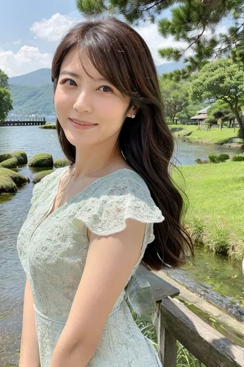 ((highest quality)), ((masterpiece)), (detailed),perfect face,japanese,landscape,mature woman,upper body