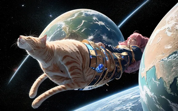 score_9,(best quality,4k,8k,highres,masterpiece:1.2),space,a gigantic cat lying on the globe, stars, cinematic angle, anime, ultra-detailed,vivid colors,