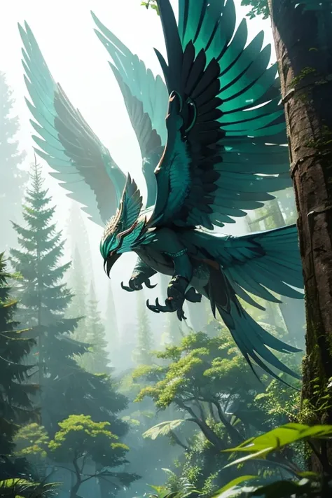 Garuda flying over the forest