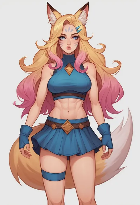 melhor qualiGIVESde,work of art,8K wallpaper,absurderes, high resolution, ultra detaild, (1 jovem linGIVES, standing alone:1.1),realisitic,K/GIVES (League of Legends), standing alone, animal ears,mitts, fox ears, hair ornament, long hair, hair blonde,blue ...