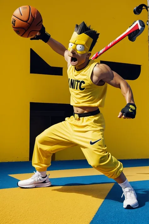 Bart Simpson dressed in Nike and fighting 