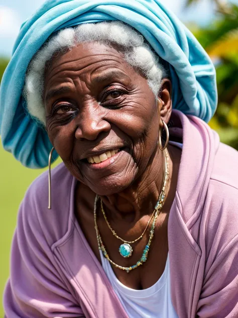 Mature old woman aged 35 who looks like Frozen rapper style in the West Indies  