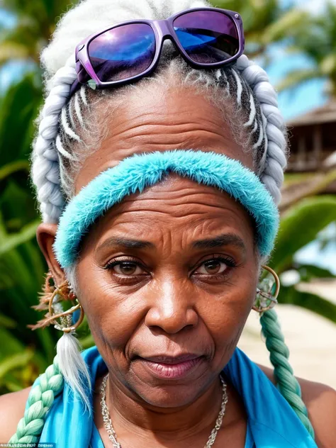 Mature woman aged 35 who looks like Frozen rapper style in the West Indies  