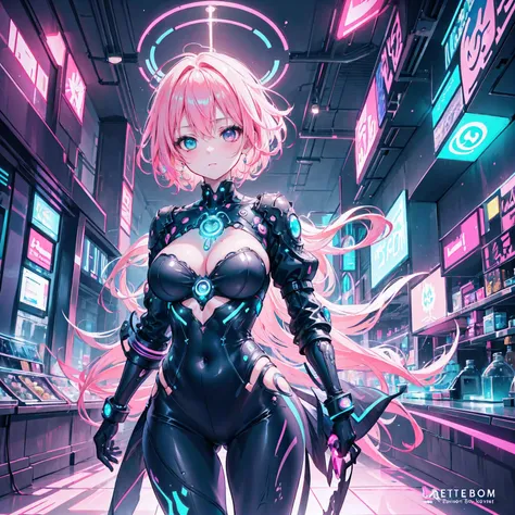 Anime Kawaii sexy Perfect Slim sensual body large breast and huge thighs, An intricate and highly detailed illustration of anime (Young girl). a beautiful young girl with short light colored hair, heterochromia eyes, in a futuristic night city, intricate c...