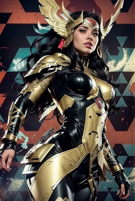 Beautiful warrior from Apokolips extremely long black hair defined body big breasts,Big Barda Dc universe