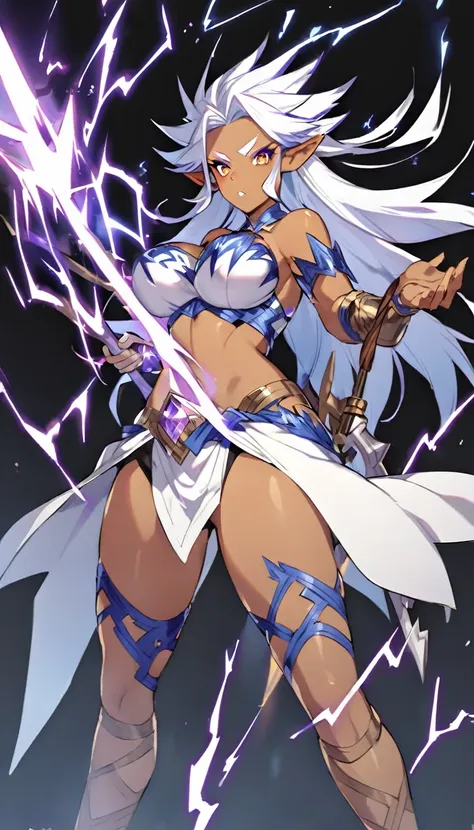 a high elf barbarian with lightning magic