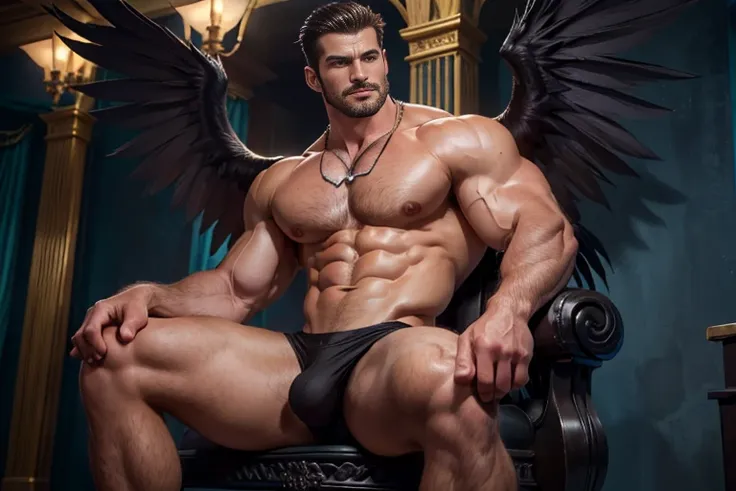 （（（angel caido！angel！black lips tooth！big black angel wings！Gothic）））,perfect composition,！））, （（Unintentionally exposing chest muscles.））elegant male, elegant chad chin, elegant and attractive, elegant and elegant, elegant man, attractive male, masculine ...