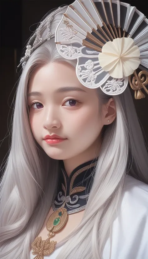 masterpiece, Close-up of a gray-haired man wearing a white mask, Beautiful character painting, Guvitz, Guwiz style artwork, White-haired god, Yang Jian, Epic and beautiful character art, Amazing character art, Fan Qi, Wu Zhun Shifan, Gu Vitz from Pixiv Art...